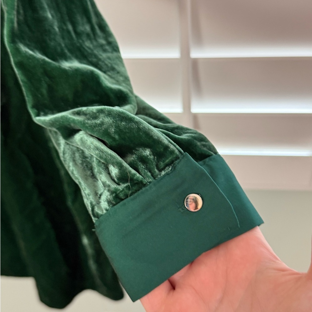 Talbots Emerald Green Velvet Shirt Dress Size XL NWT - Picture 5 of 7